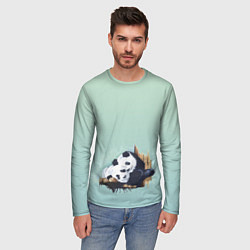 Лонгслив мужской Акварельные панды, цвет: 3D-принт — фото 2