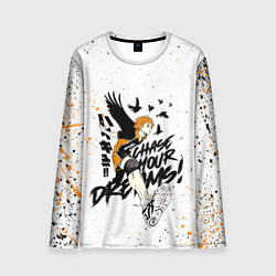 Лонгслив мужской HAIKYU ВОЛЕЙБОЛ БРЫЗГИ КРАСОК, цвет: 3D-принт