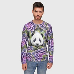 Лонгслив мужской Панда среди цветов, цвет: 3D-принт — фото 2