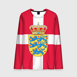 Лонгслив мужской Дания Герб и флаг Дании, цвет: 3D-принт