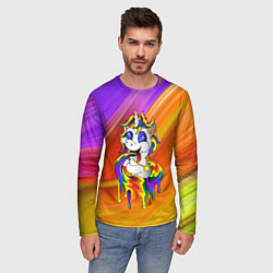 Лонгслив мужской Единорог Unicorn Rainbow Z, цвет: 3D-принт — фото 2
