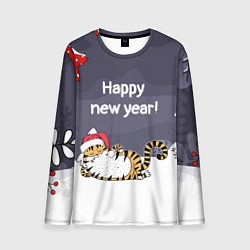 Лонгслив мужской Happy New Year 2022 Тигр, цвет: 3D-принт