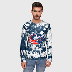 Лонгслив мужской Коламбус Блю Джекетс, Columbus Blue Jackets, цвет: 3D-принт — фото 2