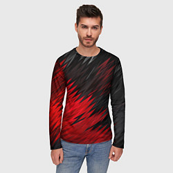 Лонгслив мужской ЧЁРНО КРАСНЫЕ КРАСКИ RED BLACK STRIPES, цвет: 3D-принт — фото 2