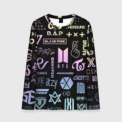 Лонгслив мужской K-pop лого исполнителей, цвет: 3D-принт