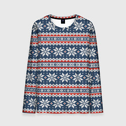 Лонгслив мужской Knitted Christmas Pattern, цвет: 3D-принт