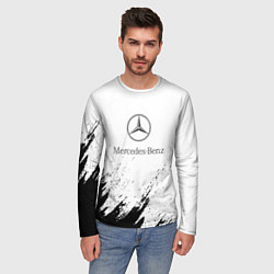 Лонгслив мужской Mercedes-Benz - White texture, цвет: 3D-принт — фото 2