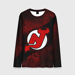 Лонгслив мужской New Jersey Devils, Нью Джерси Девилз, цвет: 3D-принт