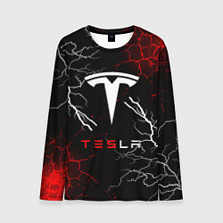 Лонгслив мужской Tesla Трещины с молниями, цвет: 3D-принт
