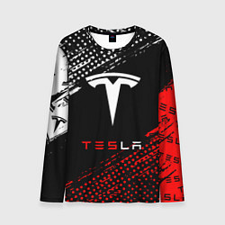 Мужской лонгслив Tesla - Logo Pattern