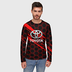 Лонгслив мужской Toyota: Красные соты, цвет: 3D-принт — фото 2