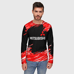 Лонгслив мужской Mitsubishi размытые штрихи, цвет: 3D-принт — фото 2