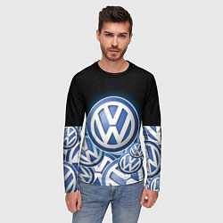 Лонгслив мужской Volkswagen Большое лого паттерн, цвет: 3D-принт — фото 2