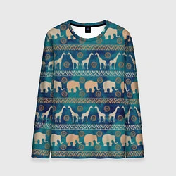 Лонгслив мужской Жирафы и слоны, цвет: 3D-принт