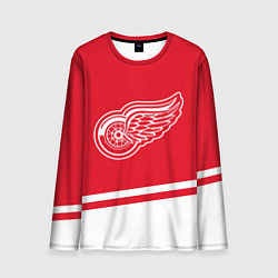 Лонгслив мужской Detroit Red Wings, Детройт Ред Уингз Диагональные, цвет: 3D-принт