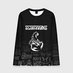 Мужской лонгслив Scorpions логотипы рок групп
