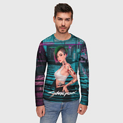 Лонгслив мужской Judy Cyberpunk2077 art, цвет: 3D-принт — фото 2