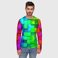 Лонгслив мужской РАЗНОЦВЕТНЫЕ КУБИКИ MULTICOLORED CUBES, цвет: 3D-принт — фото 2