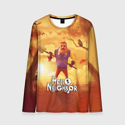 Мужской лонгслив Hello Neighbor Привет сосед Сосед с лопатой