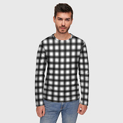 Лонгслив мужской Black and white trendy checkered pattern, цвет: 3D-принт — фото 2