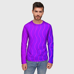 Лонгслив мужской Фиолетовые линии, цвет: 3D-принт — фото 2