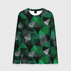 Лонгслив мужской Зеленый, серый и черный геометрический, цвет: 3D-принт