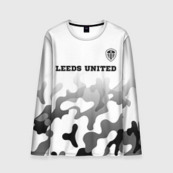 Лонгслив мужской Leeds United sport на светлом фоне: символ сверху, цвет: 3D-принт