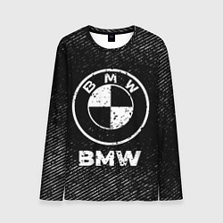 Лонгслив мужской BMW с потертостями на темном фоне, цвет: 3D-принт