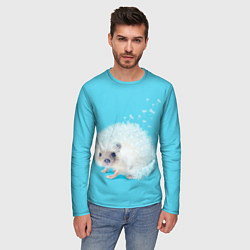 Лонгслив мужской Белый ежик одуванчик, цвет: 3D-принт — фото 2
