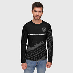 Лонгслив мужской Lamborghini speed на темном фоне со следами шин: с, цвет: 3D-принт — фото 2