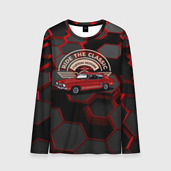Лонгслив мужской Красный ретро - автомобиль, цвет: 3D-принт