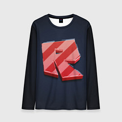 Лонгслив мужской Roblox red - Роблокс полосатый логотип, цвет: 3D-принт