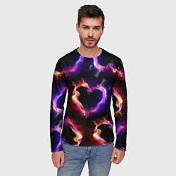 Лонгслив мужской Пламенное сердце - паттерн, цвет: 3D-принт — фото 2