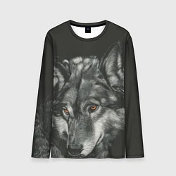 Лонгслив мужской Серый мудрый волк, цвет: 3D-принт