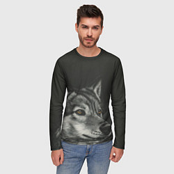 Лонгслив мужской Спокойный серый волк, цвет: 3D-принт — фото 2