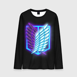 Лонгслив мужской Attack on Titan neon logo, цвет: 3D-принт