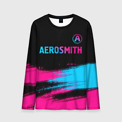 Лонгслив мужской Aerosmith - neon gradient: символ сверху, цвет: 3D-принт