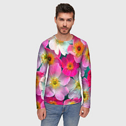 Лонгслив мужской Сказочные разноцветные цветы, цвет: 3D-принт — фото 2