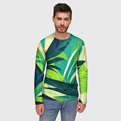 Лонгслив мужской Яркие тропические листья пальмы, цвет: 3D-принт — фото 2
