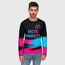 Лонгслив мужской Arctic Monkeys - neon gradient: символ сверху, цвет: 3D-принт — фото 2