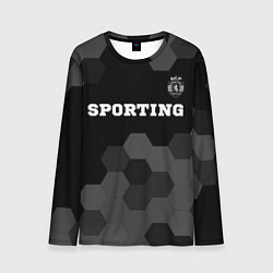 Лонгслив мужской Sporting sport на темном фоне: символ сверху, цвет: 3D-принт