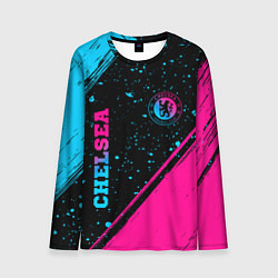 Мужской лонгслив Chelsea - neon gradient: надпись, символ