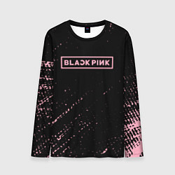 Мужской лонгслив Black pink розовые брызги