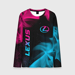 Лонгслив мужской Lexus - neon gradient: надпись, символ, цвет: 3D-принт