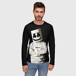 Лонгслив мужской Marshmello на чёрном фоне, цвет: 3D-принт — фото 2