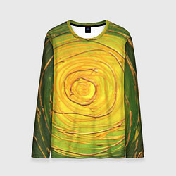 Лонгслив мужской Желто-зеленая текстурная абстракция акрилом, цвет: 3D-принт