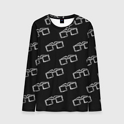 Лонгслив мужской Модные очки черно-белый узор, цвет: 3D-принт