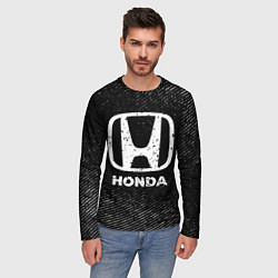 Лонгслив мужской Honda с потертостями на темном фоне, цвет: 3D-принт — фото 2