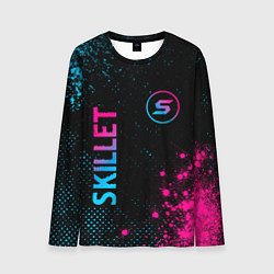 Лонгслив мужской Skillet - neon gradient: надпись, символ, цвет: 3D-принт