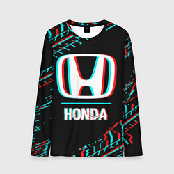 Лонгслив мужской Значок Honda в стиле glitch на темном фоне, цвет: 3D-принт